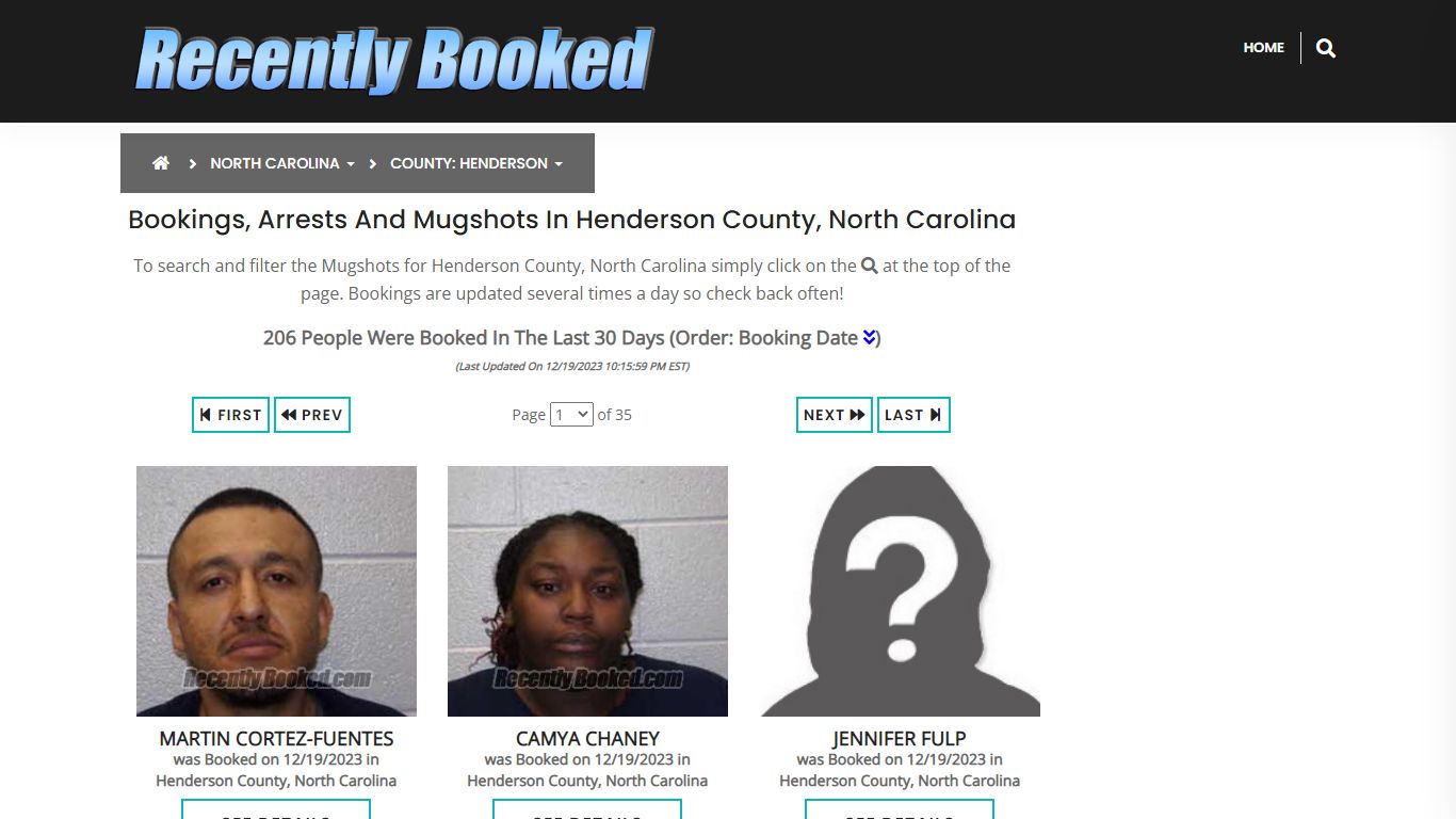 Bookings, Arrests and Mugshots in Henderson County, North Carolina