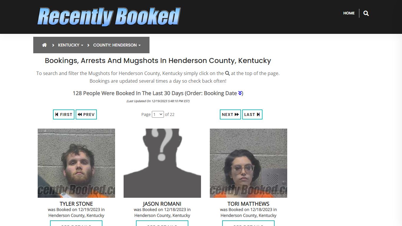 Bookings, Arrests and Mugshots in Henderson County, Kentucky